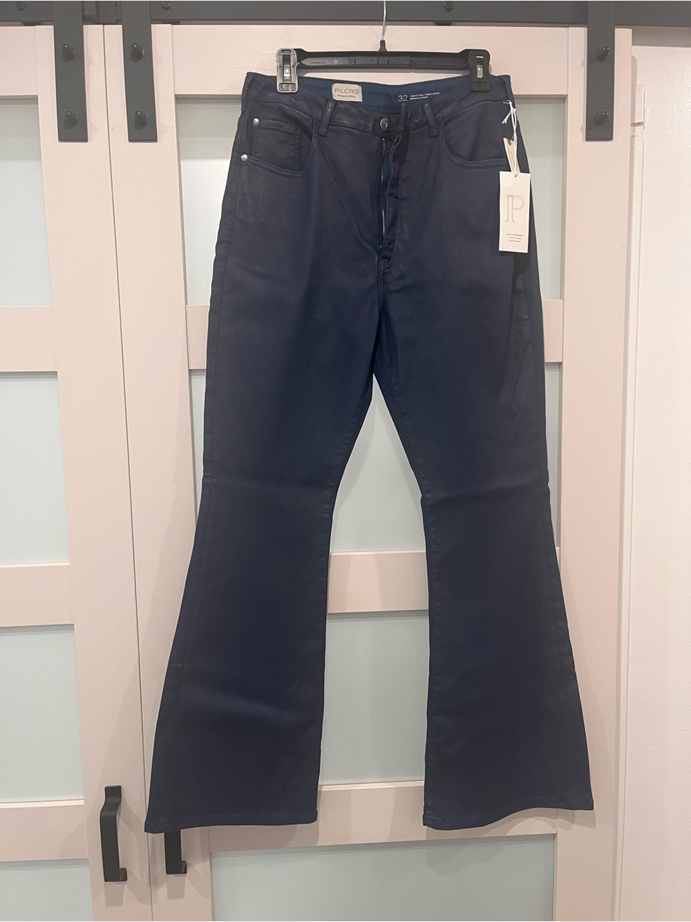 NWT Anthropologie Pilcro The Icon Shimmer Bootcut Jeans Size 32 Navy